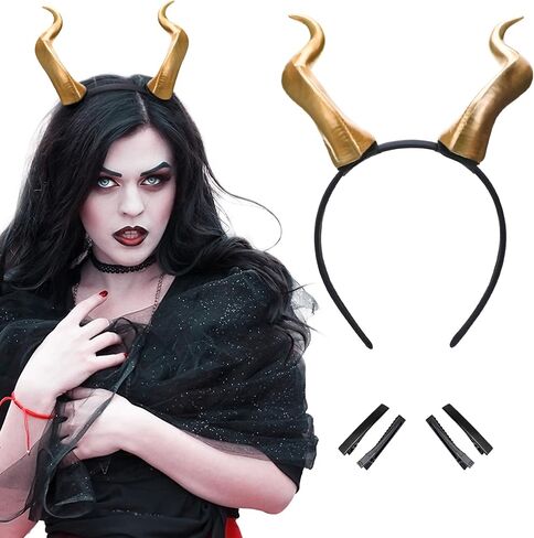 MOSTORY Handmade Demon Horns Headband - Gothic Devil Horn Hairband with Clips for Halloween Renaissance Cosplay Photo Shoot in Saudi Arabia