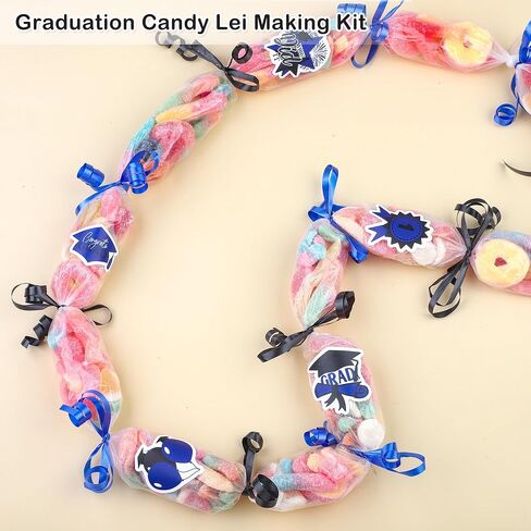 Fovths 2 Roll 2000 Feet Graduation Candy Lei Making Kit Include 2024 Graduation Poly Tubing Roll 1200 Feet Ribbon Grad Stickers DIY Grad Candy Lei Bag for Graduation Party Favor in Saudi Arabia