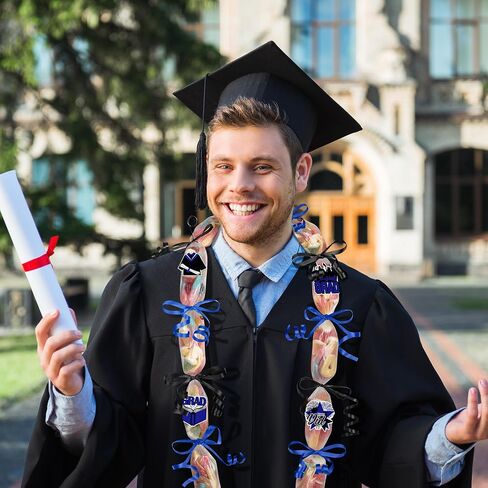 Fovths 2 Roll 2000 Feet Graduation Candy Lei Making Kit Include 2024 Graduation Poly Tubing Roll 1200 Feet Ribbon Grad Stickers DIY Grad Candy Lei Bag for Graduation Party Favor in Saudi Arabia