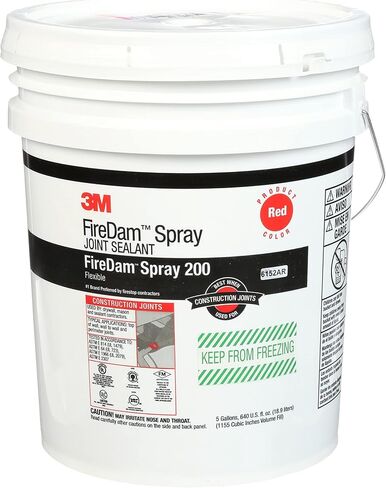 3M FireDam Spray 200، لون رمادي، قابل للرش، ذو أساس مائي، سهل التنظيف، طلاء مطاطي، أسطوانة سعة 5 جالون (سطل) in Kuwait