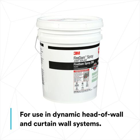 3M FireDam Spray 200، لون رمادي، قابل للرش، ذو أساس مائي، سهل التنظيف، طلاء مطاطي، أسطوانة سعة 5 جالون (سطل) in Kuwait