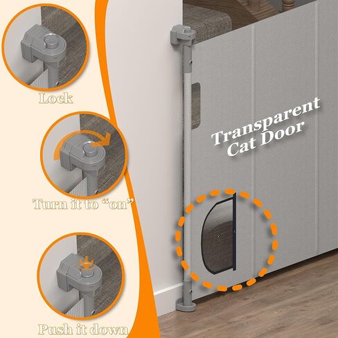 Upgrade Retractable Baby Gate with Transparent PVC Cat Door,Extends to 71" Wide 34" Tall Extra Wide Baby Gate Durable Mesh Dog Gate Keep Pets from Getting Bottom,for Doorways Stairs Indoor and Outdoor in Kuwait