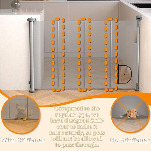 Upgrade Retractable Baby Gate with Transparent PVC Cat Door,Extends to 71" Wide 34" Tall Extra Wide Baby Gate Durable Mesh Dog Gate Keep Pets from Getting Bottom,for Doorways Stairs Indoor and Outdoor in Kuwait