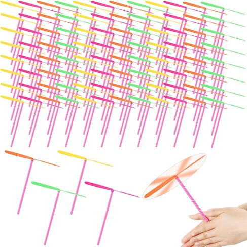 Woanger 400 Pcs Hand Helicopter Flying Helicopter Toy Hand Rub Flying Toys Plastic Fly Spinner Toy Spin Copter Hand Toy Plastic Dragonfly Toy Hand Rub Plastic Propeller for Outdoor Party, Colorful in Saudi Arabia