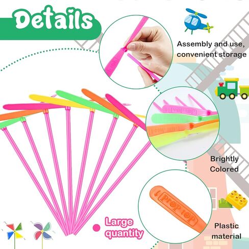Woanger 400 Pcs Hand Helicopter Flying Helicopter Toy Hand Rub Flying Toys Plastic Fly Spinner Toy Spin Copter Hand Toy Plastic Dragonfly Toy Hand Rub Plastic Propeller for Outdoor Party, Colorful in Saudi Arabia