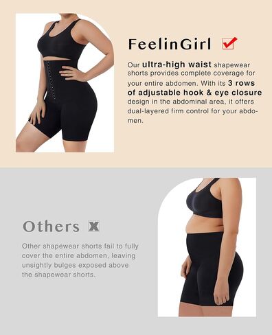 FeelinGirl Shapewear for Women Tummy Control High Waisted Body Shaper Shorts Waist Trainer Shorts Butt Lifting Black 3XL in Saudi Arabia