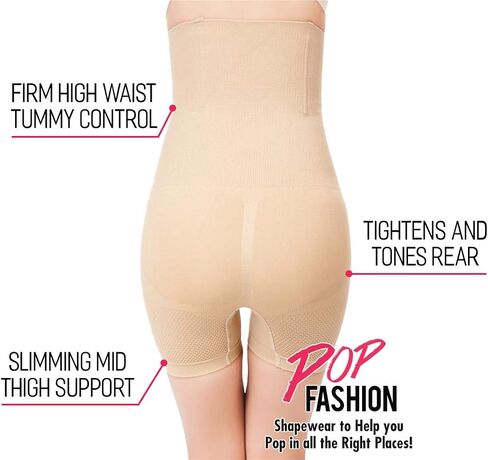 Pop Fashion Womens Shapewear High Waist Tummy Control Mid-Thigh Body Shaper Shorts in Saudi Arabia