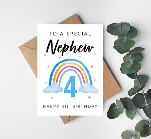 Happy 3Rd Birthday To A Special Nephew Card - Rainbow Cute Third Birthday - Nephew's Third Birthday - Age 3 - Three Year Old - Getting Card - Birthday Card Gifts For Nephew From Aunt And Uncle in Saudi Arabia