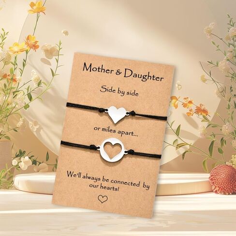 أساور الأم والابنة هدايا عيد الأم للأم والابنة، الأم وأنا أساور مطابقة القلب هدية الابنة من الأم، هدايا مجوهرات عيد الميلاد للنساء (قلب مطابق) in Kuwait