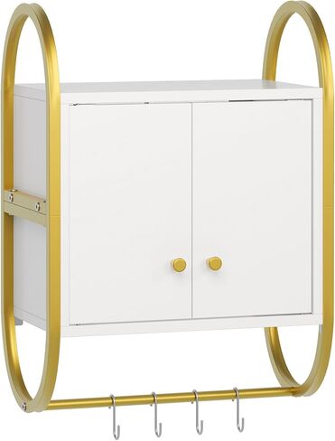Bestier Bathroom Wall Cabinet, Medicine Cabinet Wall Mount with 2 Door and Towel Rack, Over The Toilet Storage Cabinet for Bathroom, Modern White in Saudi Arabia