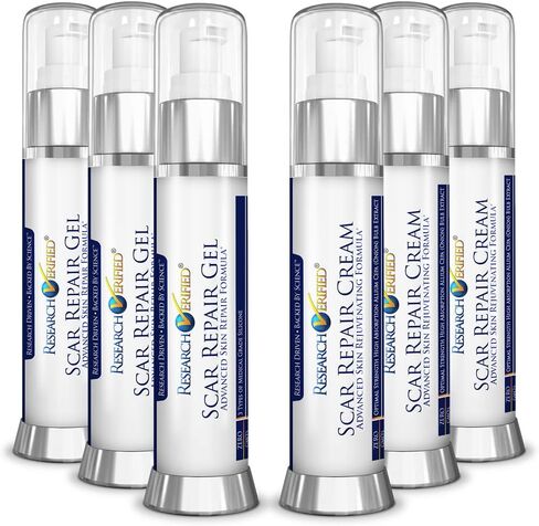 إصلاح الندبات RV - تغذية البشرة وتقليل الندبات القديمة والجديدة - 3 جل و3 كريمات - صديق للنباتيين. in Kuwait