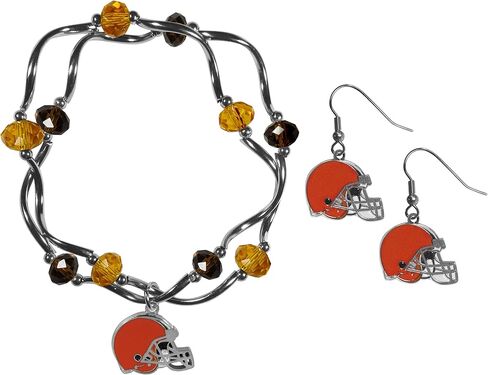 Siskiyou NFL womens Dangle Earrings and Crystal Bead Bracelet Set in Saudi Arabia