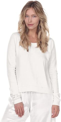 PJ Harlow Women's Rib Knit Long Sleeve Scoop Neck Sweatshirt with Banded Bottom in Saudi Arabia