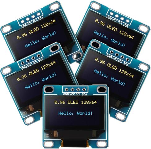 Weewooday 5 قطع 0.96 بوصة وحدة OLED 12864 128x64 سائق IIC I2C لوحة عرض تسلسلية ذاتية الإضاءة متوافقة مع Arduino/Raspberry PI (أبيض) in Saudi Arabia