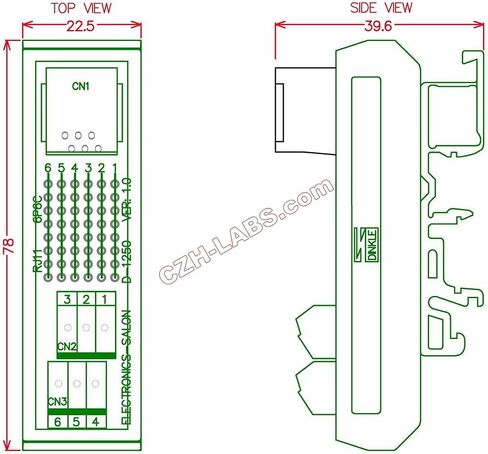 Electronics-Salon Slim DIN Rail Mount RJ11/RJ12 6P6C Breakout Board Interface Module. in Saudi Arabia