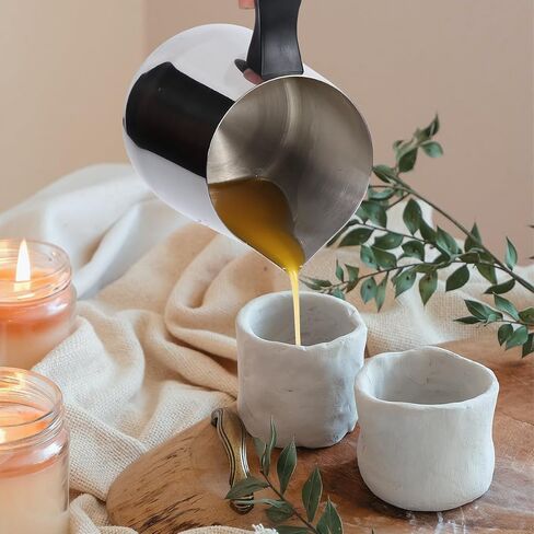 ALXBSONE Candle Pouring Pot, 20oz Wax Melting Pot, Stainless-Steel Candle Making Kit, Candle Making Supplies with Heat-Resistant Handle and Dripless Pouring Spout Design(Silver) in Saudi Arabia