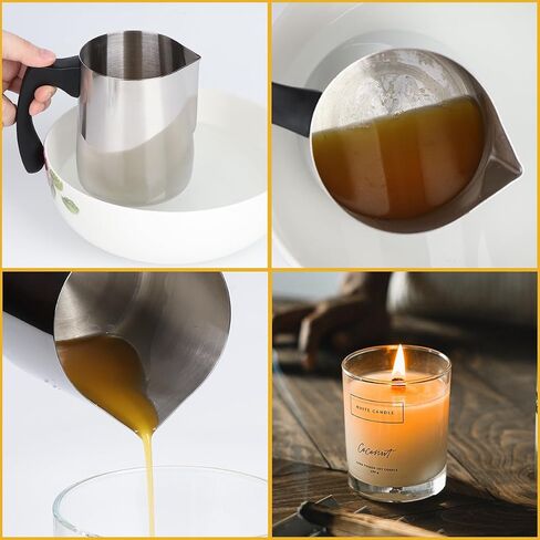 ALXBSONE Candle Pouring Pot, 20oz Wax Melting Pot, Stainless-Steel Candle Making Kit, Candle Making Supplies with Heat-Resistant Handle and Dripless Pouring Spout Design(Silver) in Saudi Arabia