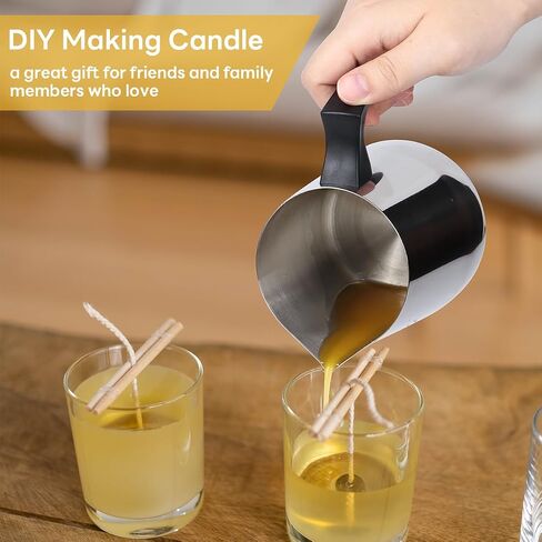 ALXBSONE Candle Pouring Pot, 20oz Wax Melting Pot, Stainless-Steel Candle Making Kit, Candle Making Supplies with Heat-Resistant Handle and Dripless Pouring Spout Design(Silver) in Saudi Arabia
