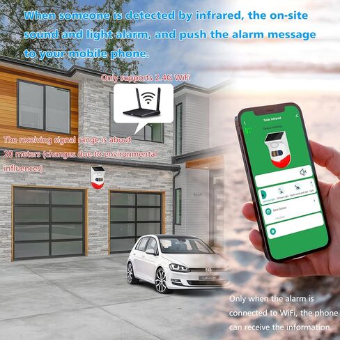 إنذار مستشعر الحركة الخارجية ChunHee WiFi بالطاقة الشمسية، تشغيل تطبيق Tuya، ضوء صفارة أمان الصوت 130 ديسيبل مع جهاز تحكم عن بعد، كاشف حركة مقاوم للماء IP67 للمنزل، الفيلا، المزرعة، الحظيرة، الفناء، حظيرة الدجاج 2 حزمة in Kuwait