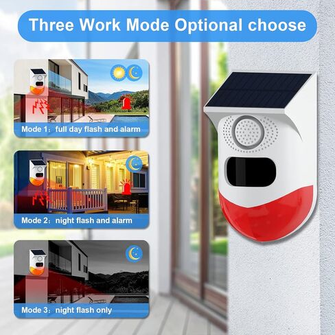 إنذار مستشعر الحركة الخارجية ChunHee WiFi بالطاقة الشمسية، تشغيل تطبيق Tuya، ضوء صفارة أمان الصوت 130 ديسيبل مع جهاز تحكم عن بعد، كاشف حركة مقاوم للماء IP67 للمنزل، الفيلا، المزرعة، الحظيرة، الفناء، حظيرة الدجاج 2 حزمة in Kuwait