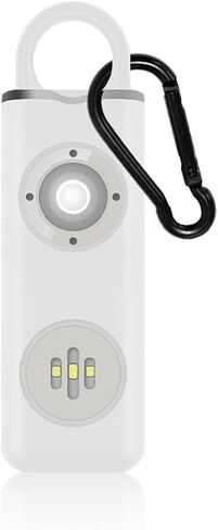 إنذار شخصي بصوت آمن، 130 ديسيبل بصوت عالٍ لأغنية صفارة الإنذار لحالات الطوارئ مع ضوء LED SOS SOS وحلقة تسلق وكابل شحن وصفارة أمان الصوت للنساء والرجال والأطفال وكبار السن (أبيض) in Kuwait