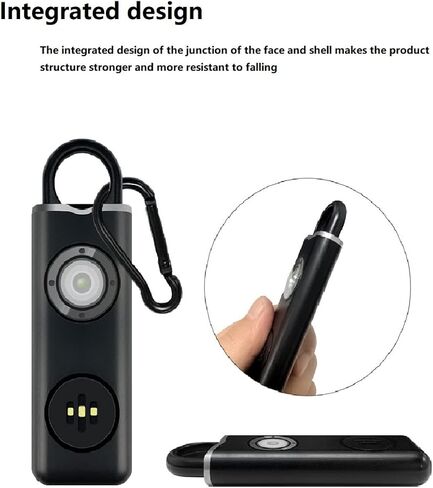 إنذار شخصي بصوت آمن، 130 ديسيبل بصوت عالٍ لأغنية صفارة الإنذار لحالات الطوارئ مع ضوء LED SOS SOS وحلقة تسلق وكابل شحن وصفارة أمان الصوت للنساء والرجال والأطفال وكبار السن (أبيض) in Kuwait