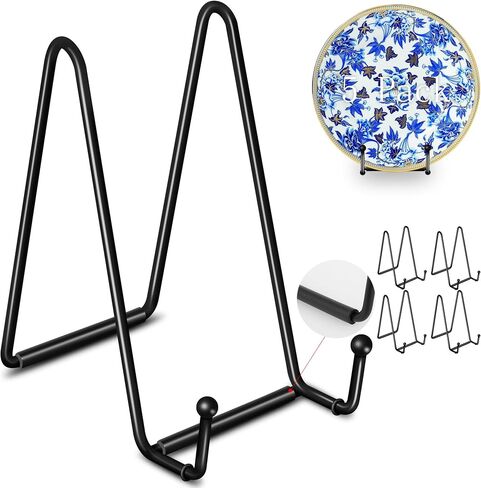 BFANGZ Plate Stands for Display -5 Pack 6 Inch Prevent sliding Plate Holder Display Stand ,Metal Frame Holder Stand for Picture, Decorative Plate, Book, Photo Easel (Black) in Saudi Arabia