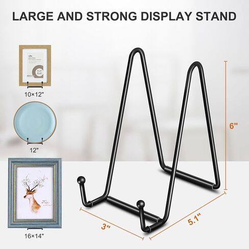BFANGZ Plate Stands for Display -5 Pack 6 Inch Prevent sliding Plate Holder Display Stand ,Metal Frame Holder Stand for Picture, Decorative Plate, Book, Photo Easel (Black) in Saudi Arabia