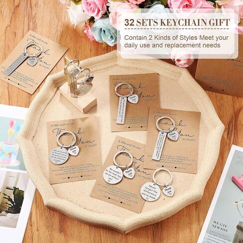Sureio 32 Pcs Employee Appreciation Gifts Bulk Thank You Keychain with Card for Coworker Teacher Volunteer Nurse in Kuwait