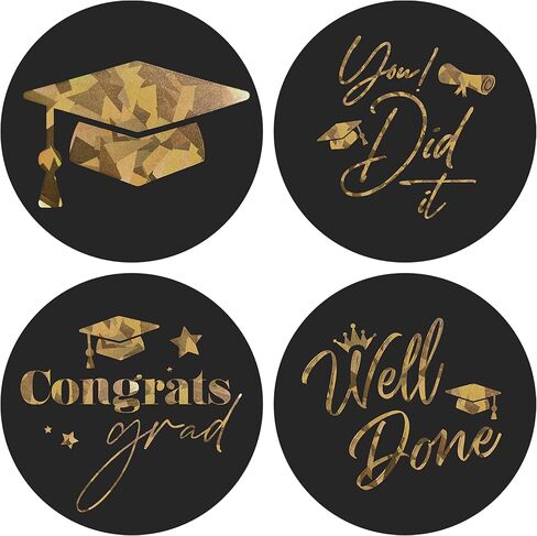 easykart labels 2" Round 300 Pack Metallic Graduation Stickers Graduation Thank You Birthday Party Sticker Labels Candy Stickers for Birthday Party Graduation Party Favors in Saudi Arabia