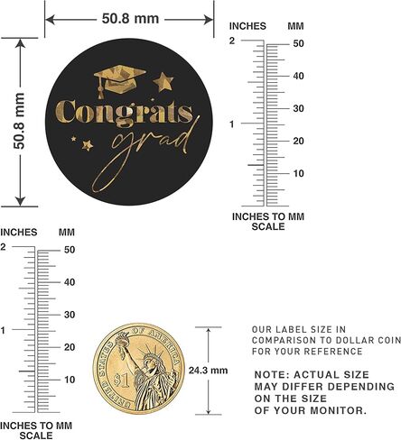 easykart labels 2" Round 300 Pack Metallic Graduation Stickers Graduation Thank You Birthday Party Sticker Labels Candy Stickers for Birthday Party Graduation Party Favors in Saudi Arabia