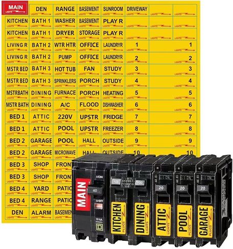 Premium Durable Circuit Breaker Labels, 129 Waterproof Fuse Box Stickers, Easy to Read and Install (b, 1) in Saudi Arabia