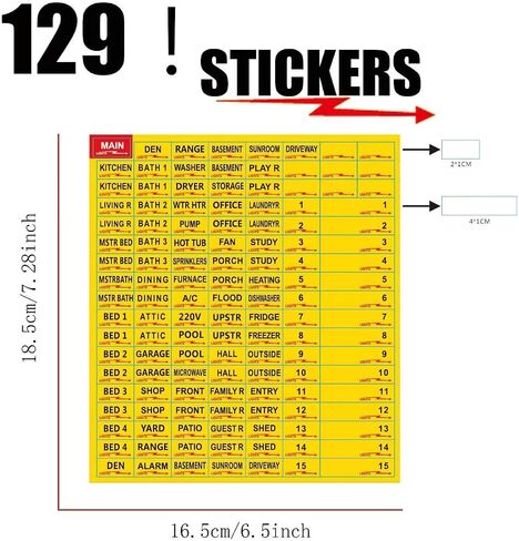 Premium Durable Circuit Breaker Labels, 129 Waterproof Fuse Box Stickers, Easy to Read and Install (b, 1) in Saudi Arabia