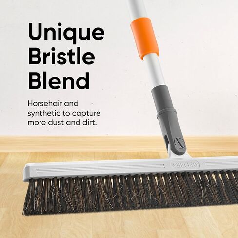 Horse Hair Broom, Broom for Hardwood Floors 18" Horsehair Swivel Kitchen Broom, Soft Bristle Broom with Telescopic Handle in Saudi Arabia