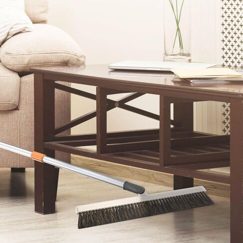 Horse Hair Broom, Broom for Hardwood Floors 18" Horsehair Swivel Kitchen Broom, Soft Bristle Broom with Telescopic Handle in Saudi Arabia