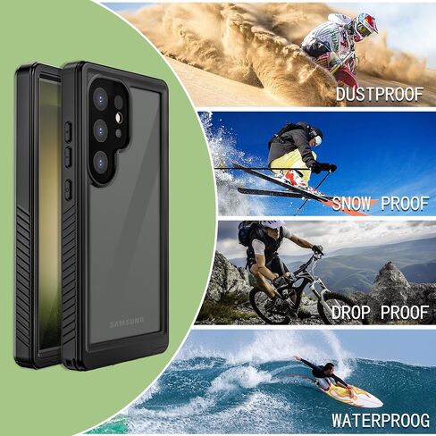 PINGTEKOR Samsung Galaxy S24 Ultra Waterproof Case with Screen Protector,360°Full Body Protection,IP68 Underwater,Full Sealed Snowproof Dustproof Shockproof Heavy Duty Protection Cover Black/Clear in Saudi Arabia