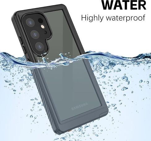 PINGTEKOR Samsung Galaxy S24 Ultra Waterproof Case with Screen Protector,360°Full Body Protection,IP68 Underwater,Full Sealed Snowproof Dustproof Shockproof Heavy Duty Protection Cover Black/Clear in Saudi Arabia