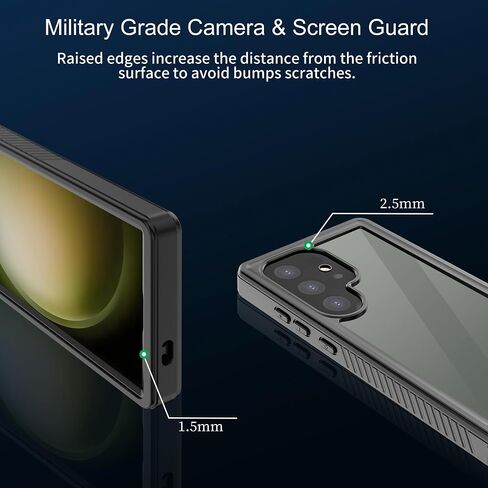 PINGTEKOR Samsung Galaxy S24 Ultra Waterproof Case with Screen Protector,360°Full Body Protection,IP68 Underwater,Full Sealed Snowproof Dustproof Shockproof Heavy Duty Protection Cover Black/Clear in Saudi Arabia