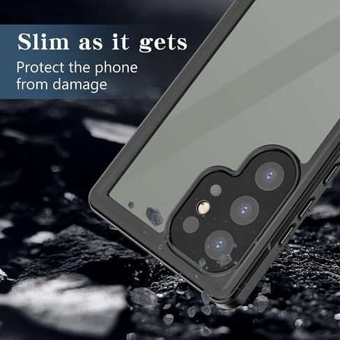 PINGTEKOR Samsung Galaxy S24 Ultra Waterproof Case with Screen Protector,360°Full Body Protection,IP68 Underwater,Full Sealed Snowproof Dustproof Shockproof Heavy Duty Protection Cover Black/Clear in Saudi Arabia