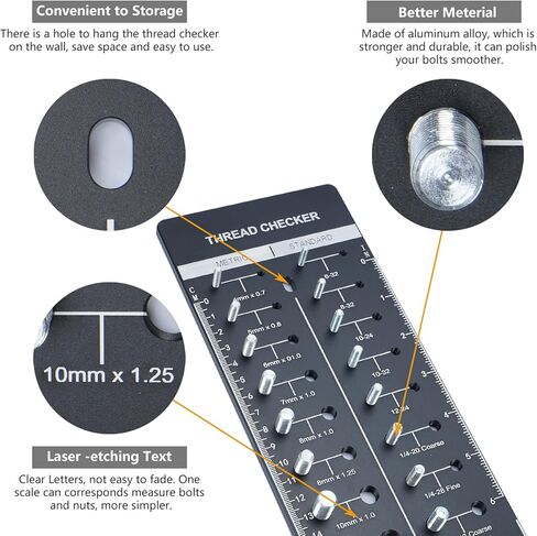 awliye 34 Nut and Bolt Thread Checker + 8 Drill Bit Gauge, Metric and Standard Gauge Thread Size Checker Screw Identifier Gauge, Thread Pitch Gauge Tool Male/Female Gauges, No Screw/Nut in Kuwait