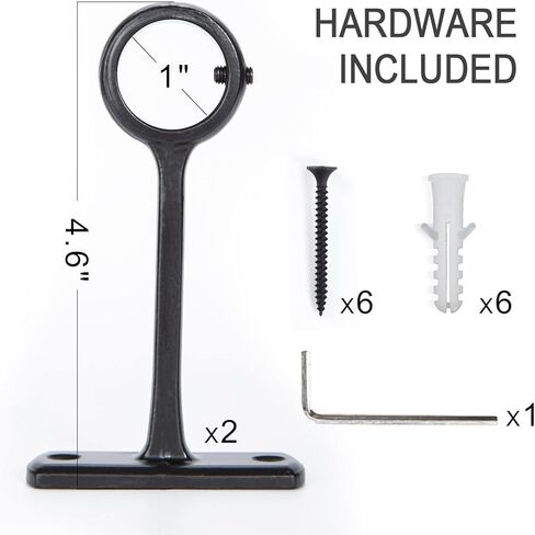 Curtain Rod Bracket, Ceiling-Mount Bracket, Set of 2 with Screws, Black in Kuwait