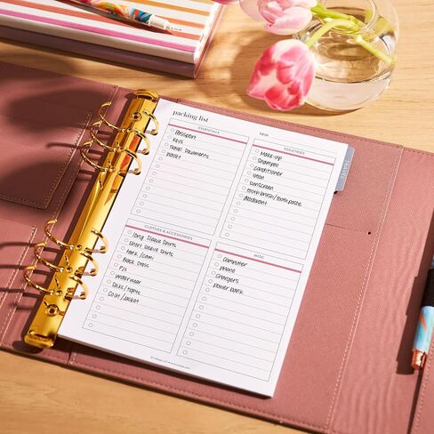 Erin Condren A5 Ring Agenda Travel Inserts, Metallic Cover, Rose Gold Coil, 40 Pages, Ideal for Travel Planning, Journaling & Reflection in Saudi Arabia