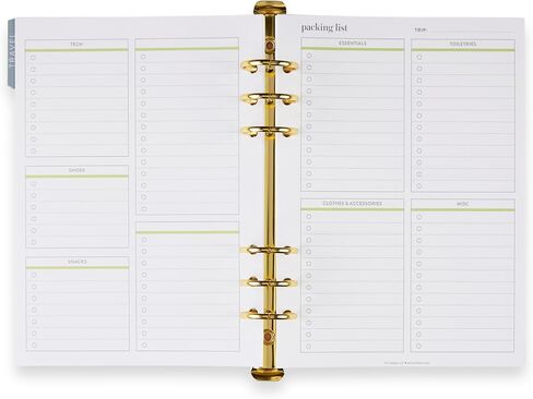 Erin Condren A5 Ring Agenda Travel Inserts, Metallic Cover, Rose Gold Coil, 40 Pages, Ideal for Travel Planning, Journaling & Reflection in Saudi Arabia