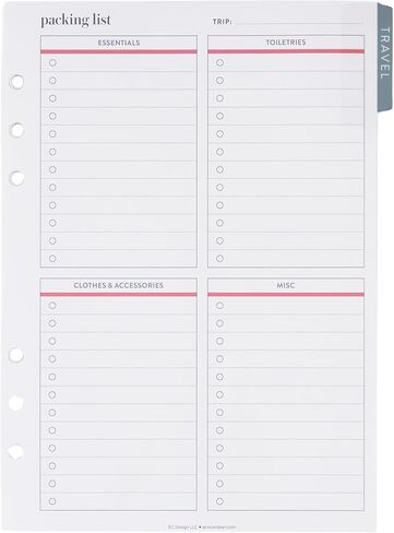 Erin Condren A5 Ring Agenda Travel Inserts, Metallic Cover, Rose Gold Coil, 40 Pages, Ideal for Travel Planning, Journaling & Reflection in Saudi Arabia