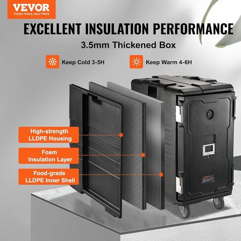 VEVOR Insulated Food Pan Carrier, 95 Qt Hot Box for Catering, LLDPE Food Box Carrier with Double Buckles, Front Loading Food Warmer for Restaurant, Canteen, etc. in Saudi Arabia