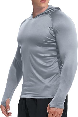 تي شيرت GKVK للرجال بعامل حماية من أشعة الشمس 50+ للحماية من الشمس وأكمام طويلة بعامل حماية من الشمس SPF تي شيرت للحماية من الطفح الجلدي في الهواء الطلق وخفيف الوزن in Kuwait