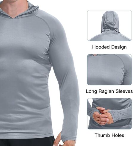 تي شيرت GKVK للرجال بعامل حماية من أشعة الشمس 50+ للحماية من الشمس وأكمام طويلة بعامل حماية من الشمس SPF تي شيرت للحماية من الطفح الجلدي في الهواء الطلق وخفيف الوزن in Kuwait