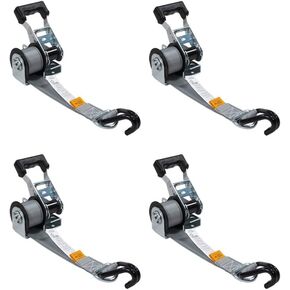 Mytee Products 4 Pack 1-1/2" x 8’ Mountable Rack-Ratchet Straps with Double J-Hook - 1,500 lbs Breaking Strength - Ladder Rack Ratchet Tie Down Straps in Kuwait