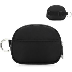 Mini Wristlet Keychain Wallet RFID Blocking Pouch with Adjustable Strap, Small Dual Layer Zipper Coin Purse Card Case, Hands-Free Compact Organizer Bag for Women Men Sports Casual, Black in Kuwait