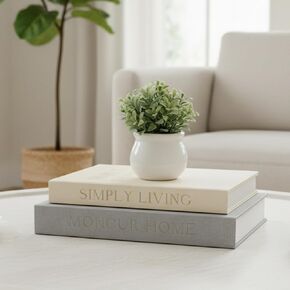 Set of 2 Decorative Books - Linen Storage Box for Coffee Table Faux Decor Boxes, for Bookshelf Fake Books for Decoration, Modern Home Decor-B2506-2PCS in Saudi Arabia